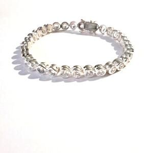 NEW Silver bracelet with clear crystals 8.5 inches‎ long